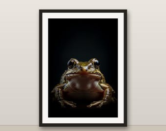 Frosch-Wandbild, fotorealistischer Froschdruck, Tierporträt, druckbarer digitaler Download, Heimdekoration