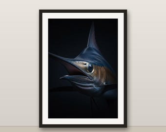 Marlin Wall Art, Photorealistic Marlin Print, Animal Portrait, Printable Digital Download, Home Decor