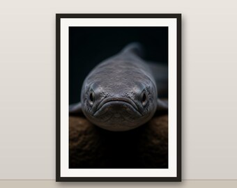 Remora Wall Art, Photorealistic Remora Print, Animal Portrait, Printable Digital Download, Home Decor