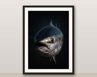 Tuna Wall Art, Photorealistic Tuna Print, Animal Portrait, Printable Digital Download, Home Decor