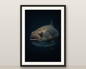 Oarfish Wall Art, Photorealistic Oarfish Print, Animal Portrait, Printable Digital Download, Home Decor