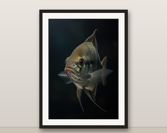 Archerfish Wall Art, Photorealistic Archerfish Print, Animal Portrait, Printable Digital Download, Home Decor