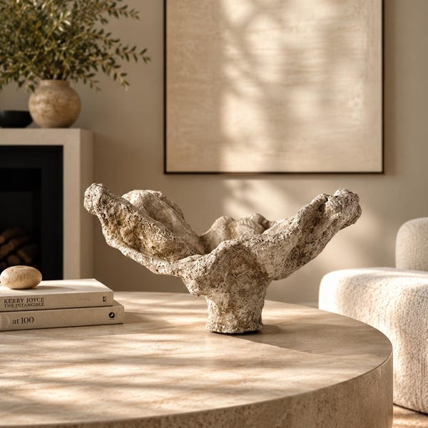 Large Organic Sculptural Bowl, Hand Sculpted Concrete Centerpiece, Wabi Sabi Decor, Brutalist Vessel, Organic Modern Table Decor