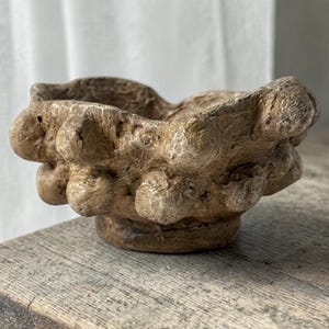 Sculptural Nodular Concrete Bowl | Wabi Sabi, Stone Look, Earthy Modern Decor