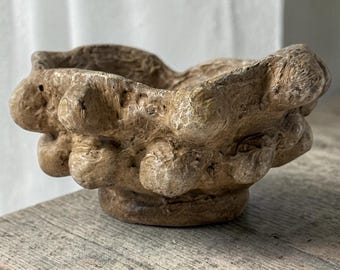 Sculptural Nodular Concrete Bowl | Wabi Sabi, Stone Look, Earthy Modern Decor