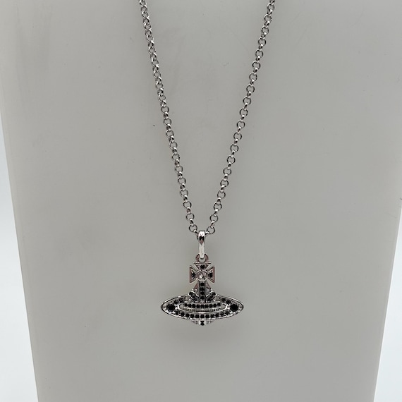 Vivienne Westwood Small Orb Bas Relief Pendant Necklace Black
