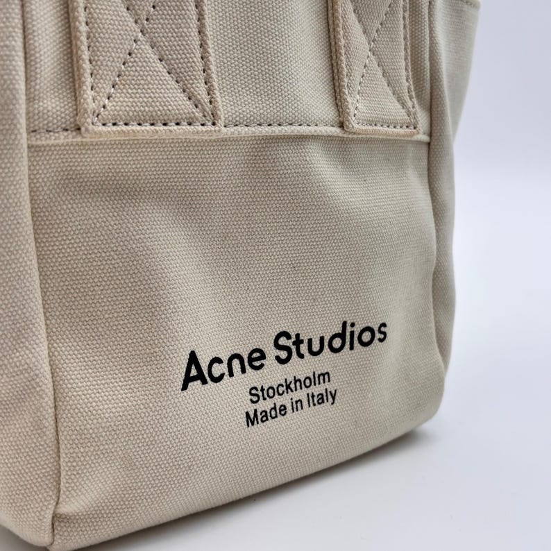 Acne Studios Mini Canvas Tote Bag Beige Top Handle Crossbody image 6