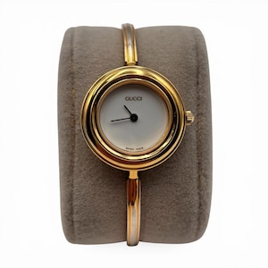 Gucci Gold Tone Interchangeable Bezel Bangle Watch Set