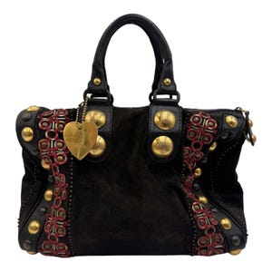 Gucci Babouska Embellished Black Suede Boston Bag by Frida Giannini – circa 2008