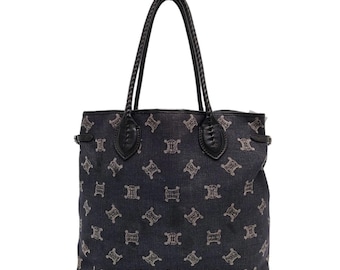 Céline Macadam Denim Tote Bag – Dark Navy