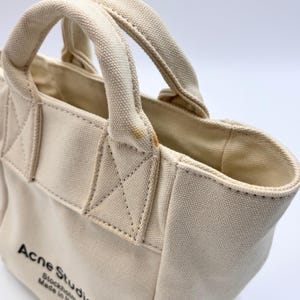 Acne Studios Mini Canvas Tote Bag Beige Top Handle Crossbody image 5