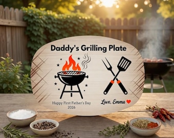 Personalized First Father's Day Platter, Custom Grill Gift for First Time Dad, Dad Gift from Son, 1st Father's Day Keepsake