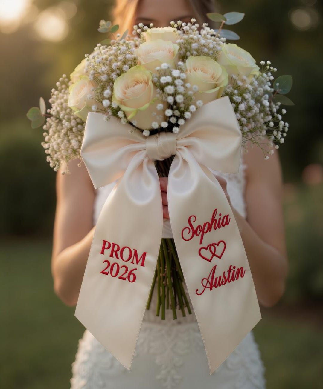 Prom Ribbon Personalized Prom Bouquet Sash, Custom Embroidered Prom 2026 Ribbon ...