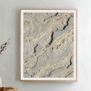 Primer plano de la textura de fósiles de piedra caliza - Capas de estratos de roca sedimentaria - Impresión en piedra geológica - Arte tranquilo - Descargas digitales - Arte mural imprimible