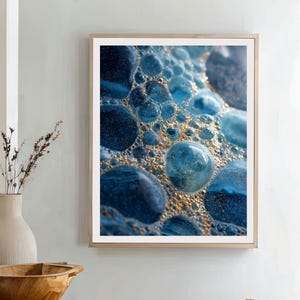 Underwater Foam Macro Print – Luminous Bubbles, Golden Particles (Digital Download)
