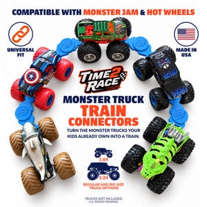 Conectores para trenes Monster Truck - Adaptadores universales para trenes Hot Wheels y Monster Jam (paquete de 4)