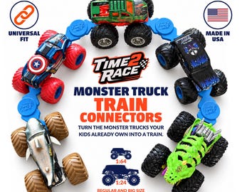 Monster Truck Train Connectors - Universal Train Adapters for Hot Wheels and Monster Jam (4 Pack)