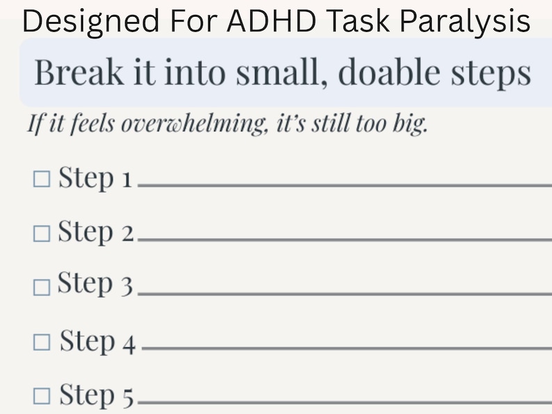ADHD Task Paralysis Planner | Printable PDF + iPad Digital | Task ...