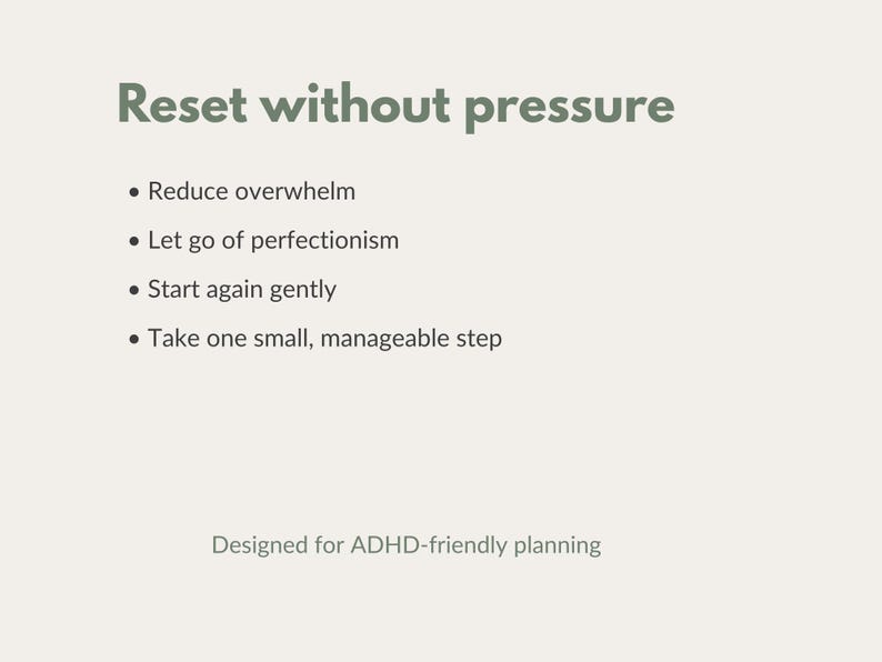 ADHD Low Pressure Task Planner Printable | Overwhelm Reset Worksheet ...