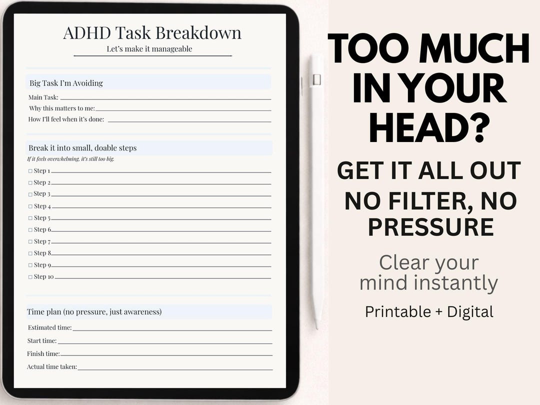 ADHD Brain Dump Planner | Clear Your Mind Worksheet | Mental Clutter ...