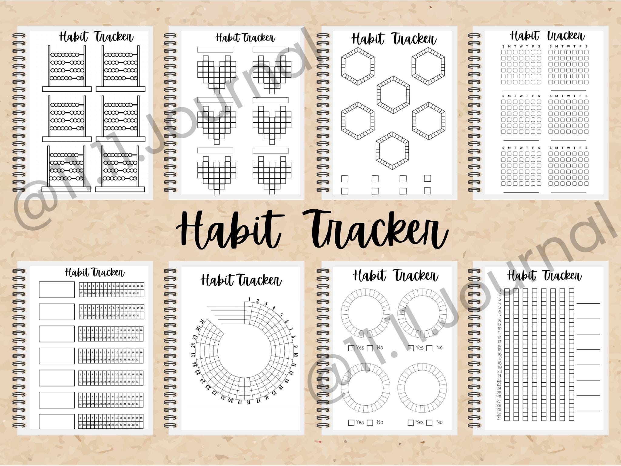 Habit Tracker Template / Printable Habit Tracker Design for Journal ...