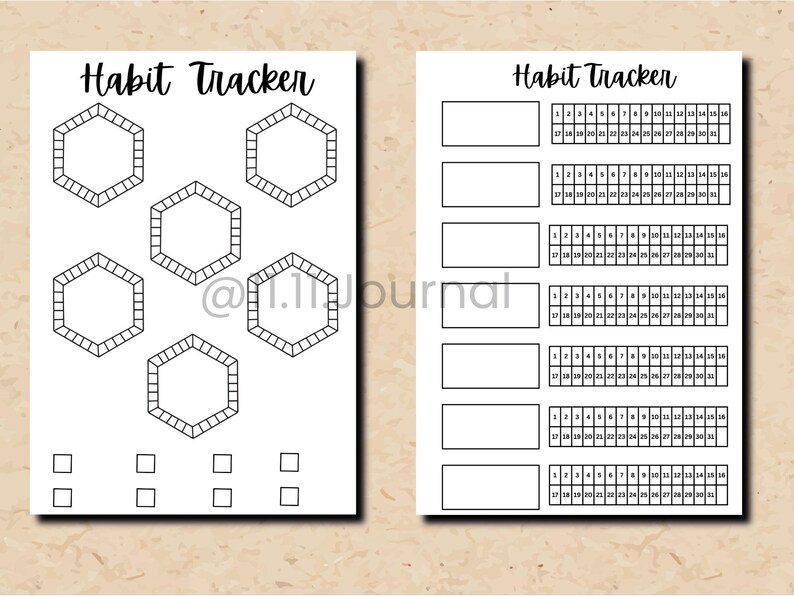 Habit Tracker Template / Printable Habit Tracker Design for Journal ...
