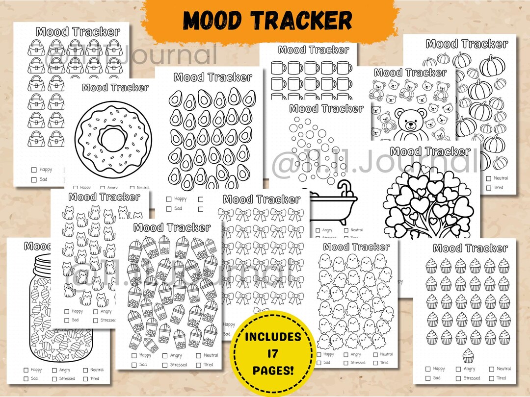Mood Tracker Bundle - Printable Journal Pages - Digital Planner Pages ...