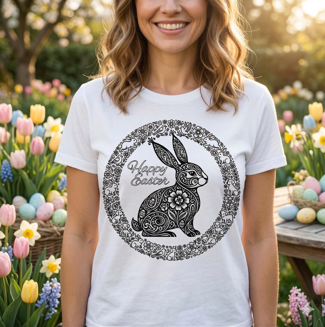 Happy Easter SVG | Floral Bunny Rabbit Cut File for Cricut | Spring ...
