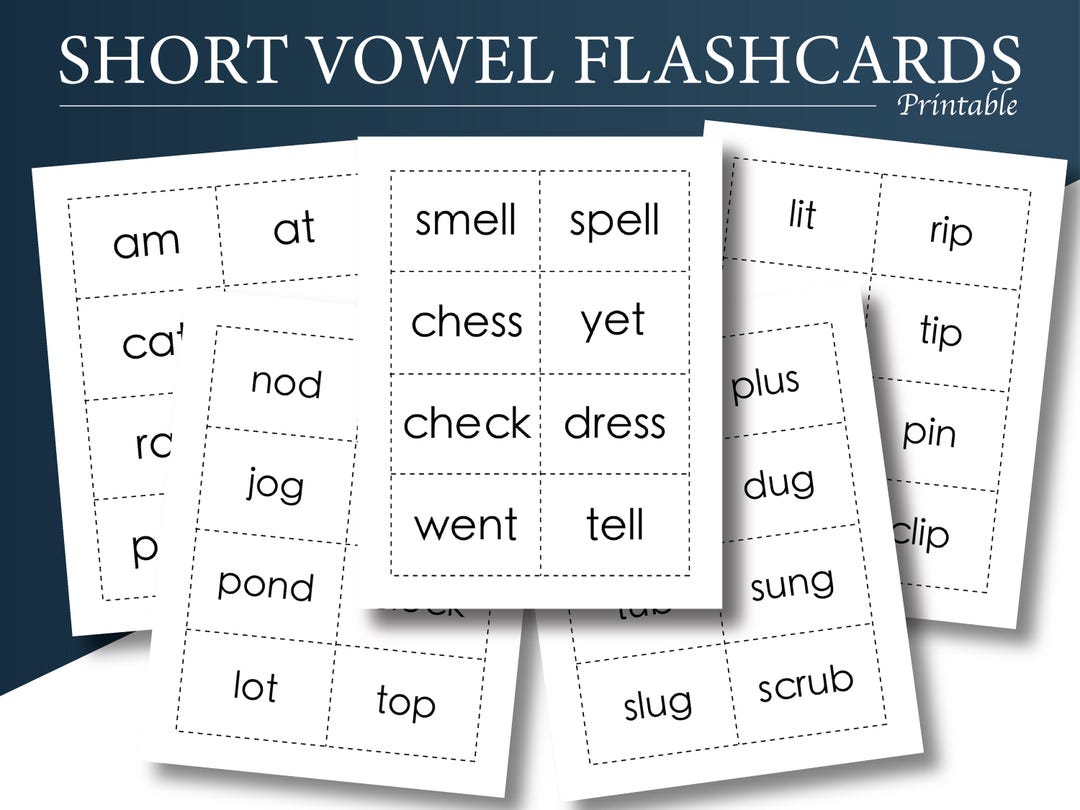 Short Vowel Flashcards Bundle Printable PDF | Short A E I O U | CVC ...