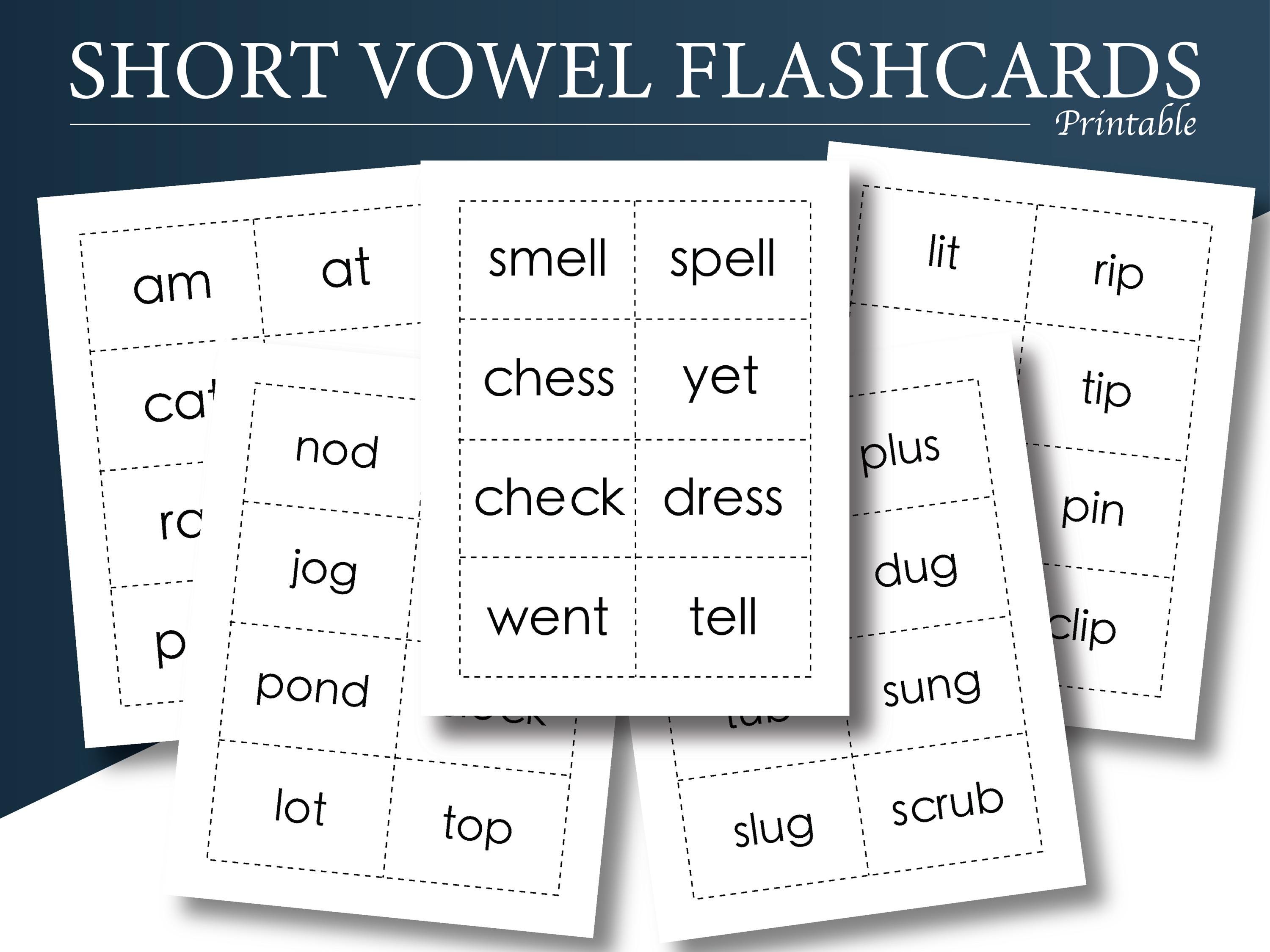 Short Vowel Flashcards Bundle Printable PDF | Short A E I O U | CVC ...