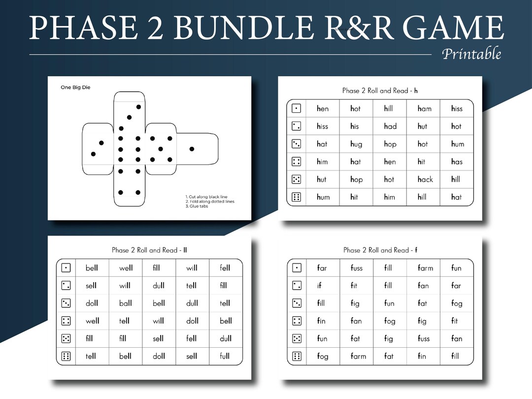 Phase 2 Phonics Roll & Read Dice Game Bundle | 23 Sounds Included ...
