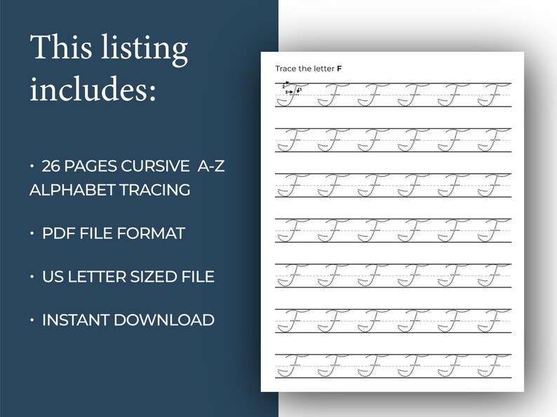 Uppercase Cursive Tracing Worksheets A–Z | Directional Start Line ...