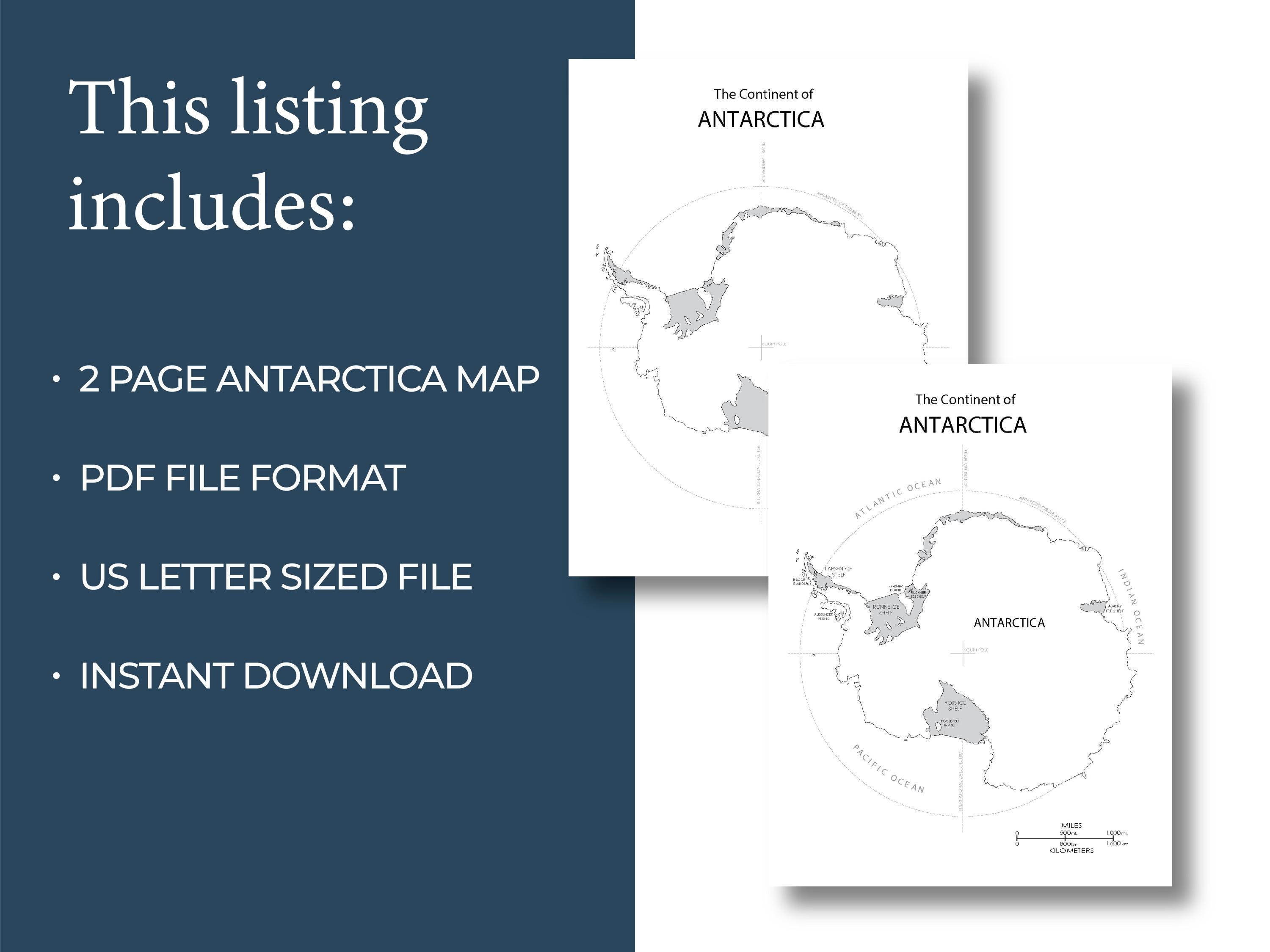 Antarctica Map Worksheet | Geography Printable, Blank & Labeled (PDF ...