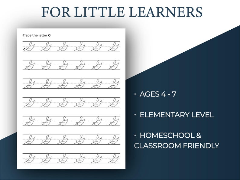 Uppercase Cursive Tracing Worksheets A–Z | Directional Start Line ...