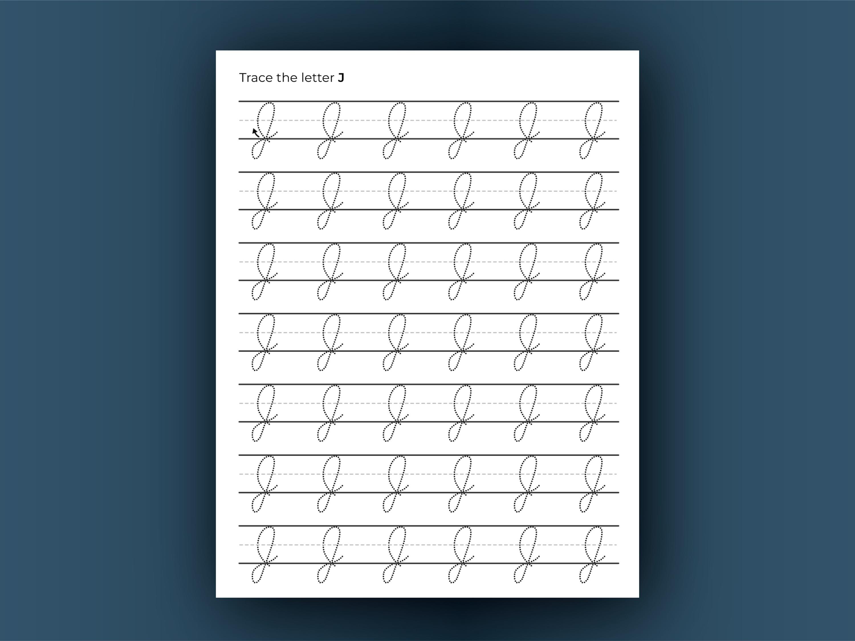 Uppercase Cursive Tracing Worksheets A–Z | Directional Start Line ...