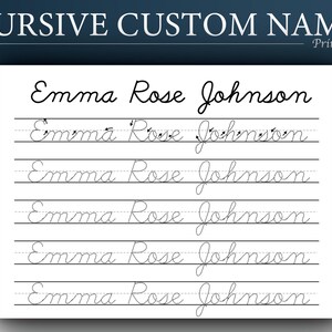 Personalized Cursive Name Tracing Worksheet | First Middle Last Name Printable | Custom Handwriting Practice PDF