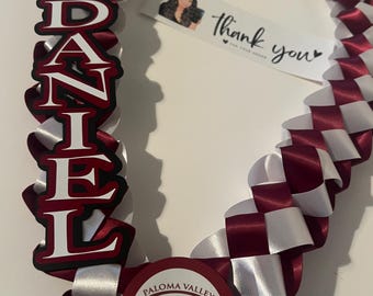 Graduation lei with NAME and SCHOOL LOGO