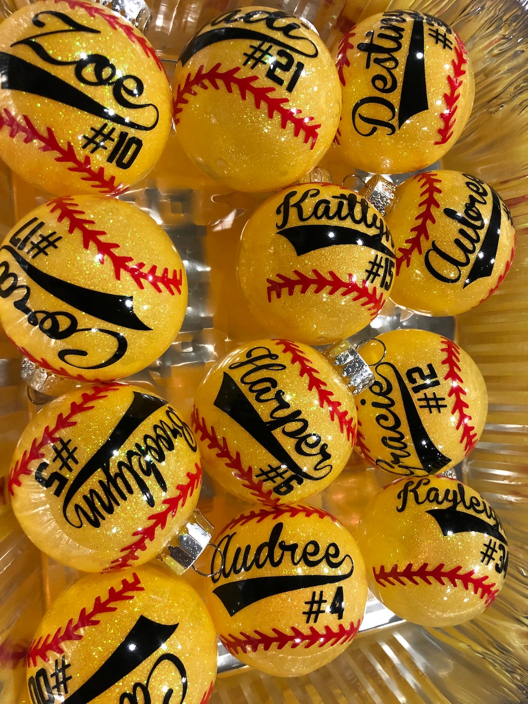 Softball Ornaments With NAMES and NUMBERS Team Gift Etsy