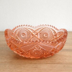 Vintage Pink Depression Glass Bowl, Imperial Glass Sawtooth Edge Hobstar Pattern, Iridescent Carnival Glass Candy Dish, Retro Serving Bowl