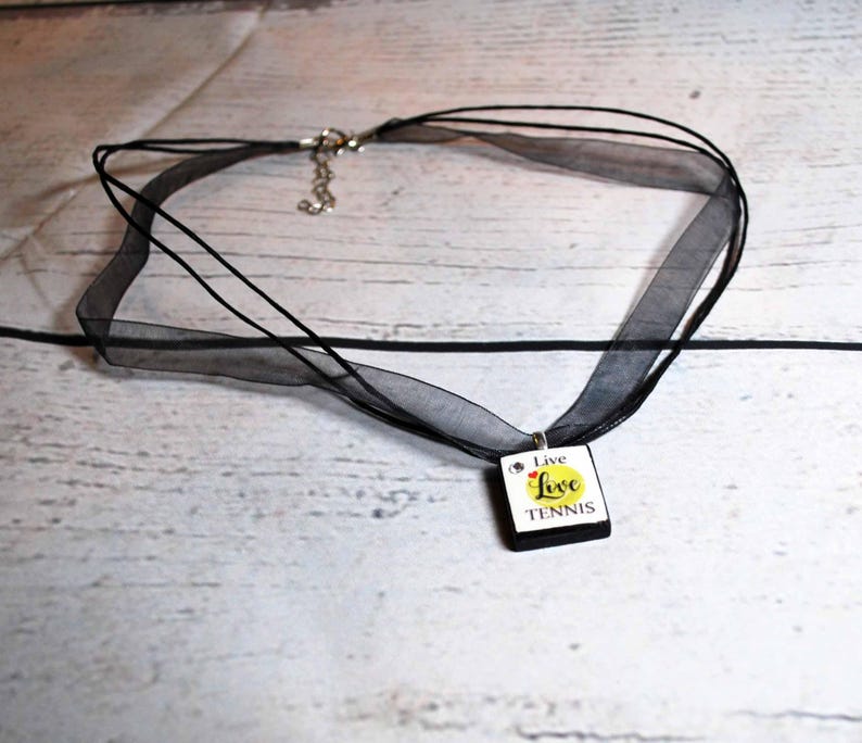 tennis charm Love scrabble pendant tennis pendant sport jewelry Scrabble jewelry TENNIS Necklace Live