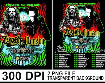 Zombie Manson Tour 2026 PNG File, Freaks on Parade T-Shirt Design (Digital Download)