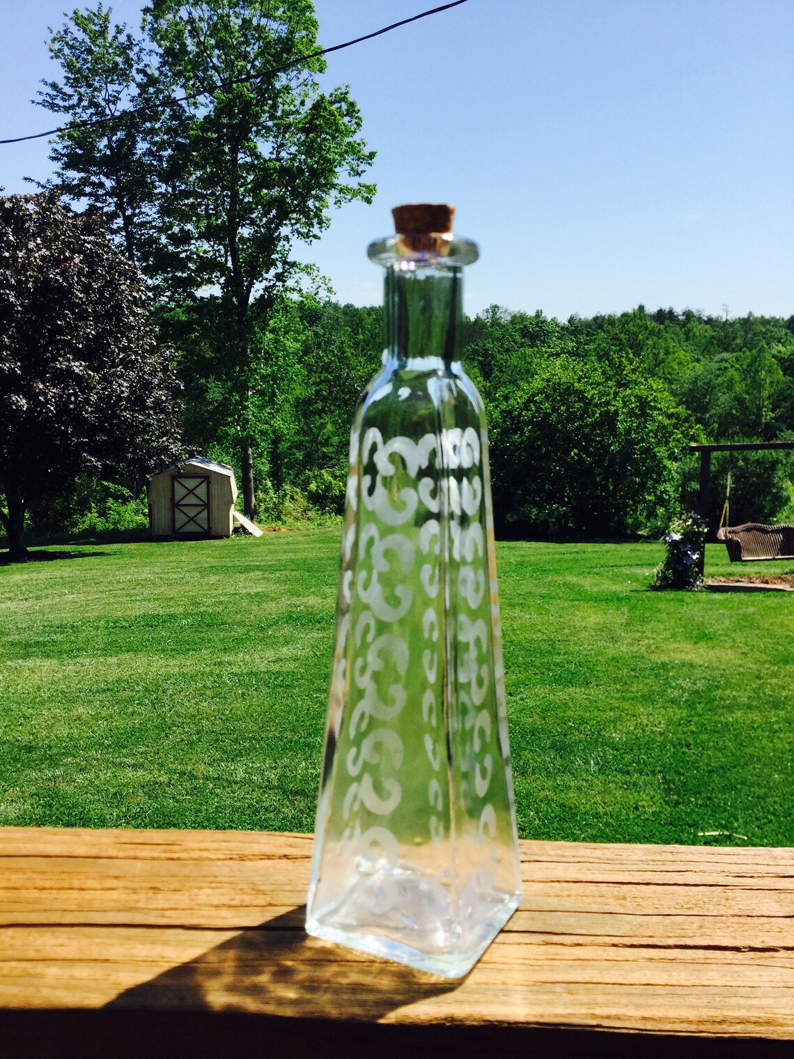 Home Decor Glass Bottle Etched Dishwasher Safe Thin Clear Etsy