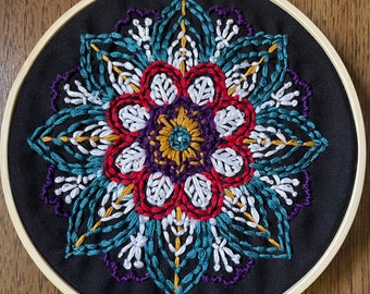 Mandala Embroidery Hoop, Finished, Home Decor