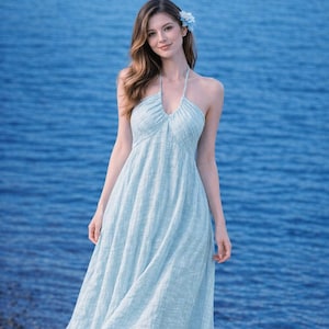 vacation blue dress PRETTYGARDEN Womens Casual Long Summer Dresses Sleeveless Strappy Loos