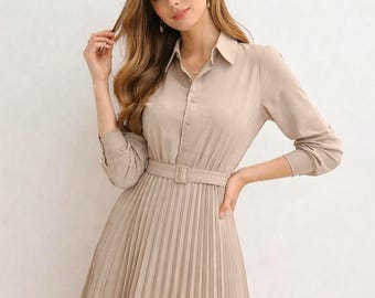 Womens Button up Dress, A-line Beige Dress, Semi-formal Midi Shirt Dress, Swing Fall Autumn Dresswork Dress, Custom Dress, Xiaolizi 5674# - Etsy Womens Button up Dress, A-line Beige Dress, Semi-formal Midi Shirt Dress, Swing Fall Autumn Dresswork Dress, Custom Dress, Xiaolizi 5674# - Etsy