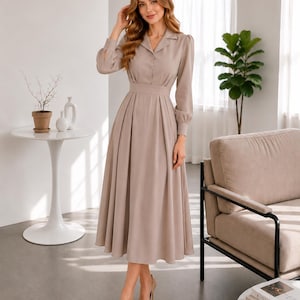 cream long dress with sleeves SAME Long Sleeve Cut Out Maxi Dress
