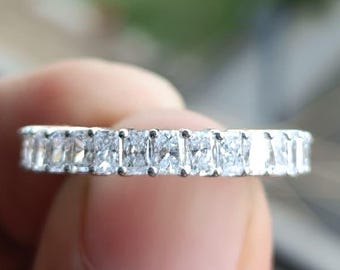 Strahlend geschnittene Diamant Eternity Band, 14K Weißgold strahlende Verlobungsring, voller Eternity Ring für Frauen, Hochzeit Jahrestag Ring Geschenk