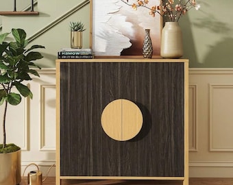 Mid-Century Modern Walnut Sideboard Buffet Cabinet – Adjustable Shelf Storage Console