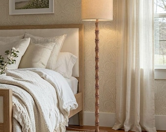 Rustic Farmhouse Floor Lamp with Rotary Switch, Retro Resin Standing Lamp for Living Room, Bedroom, Corner & Dining Room Decor