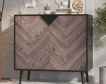 Modern Wooden Storage Cabinet with Doors – Living Room Sideboard Buffet